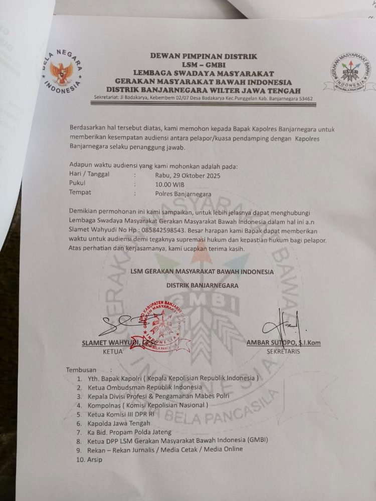 Dianggap Lamban Dalam Penanganan Kasus Dugaan Manipulasi dan Pemalsuan Data Oleh Oknum Notaris TS , Akhirnya Berujung Audensi Dari LSM GMBI Dan Pihak Pelapor